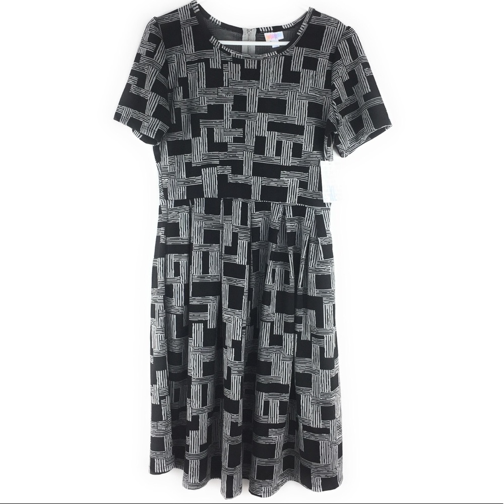 New Lularoe Amelia XL Dress Black White Textured - Picture 1 of 8